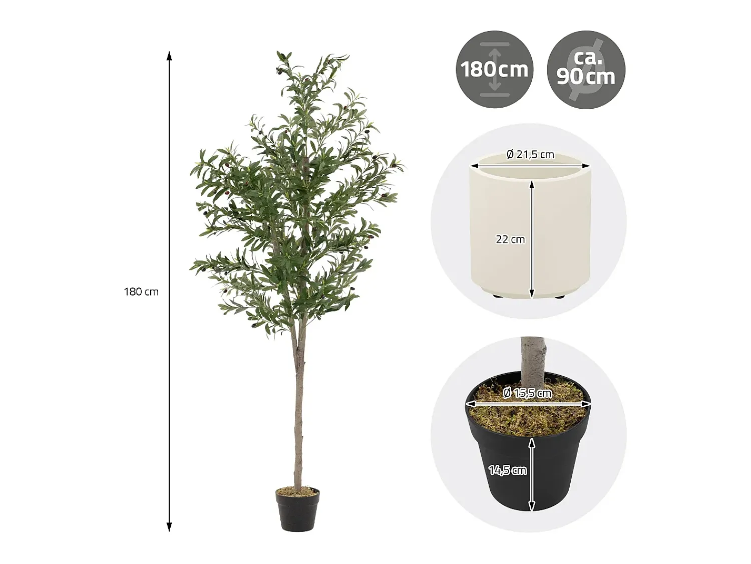 ML-DESIGN Planta Artificial^Olivo artificial Plantas artificiales Árbol artificial Planta artificial en mace Verde