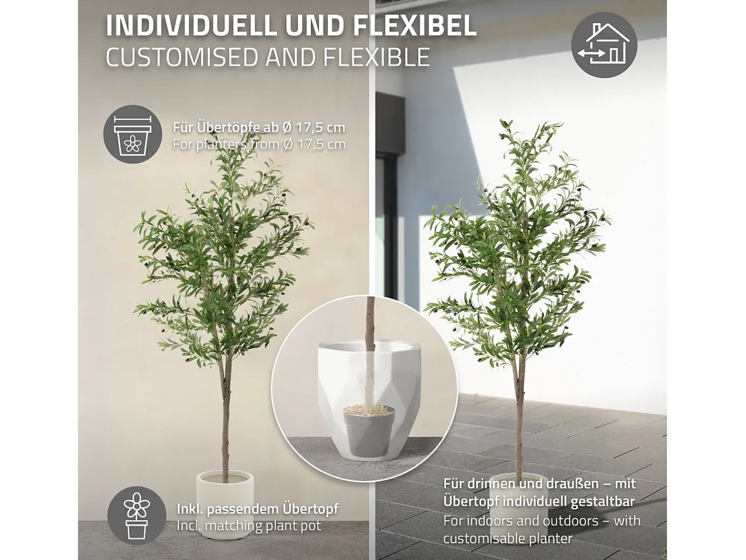 ML-DESIGN Planta Artificial^Olivo artificial Plantas artificiales Árbol artificial Planta artificial en mace Verde