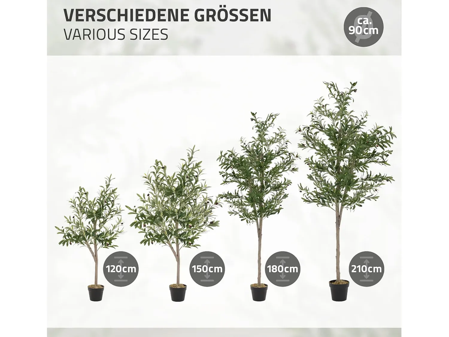 ML-DESIGN Planta Artificial^Olivo artificial Plantas artificiales Árbol artificial Planta artificial en mace Verde