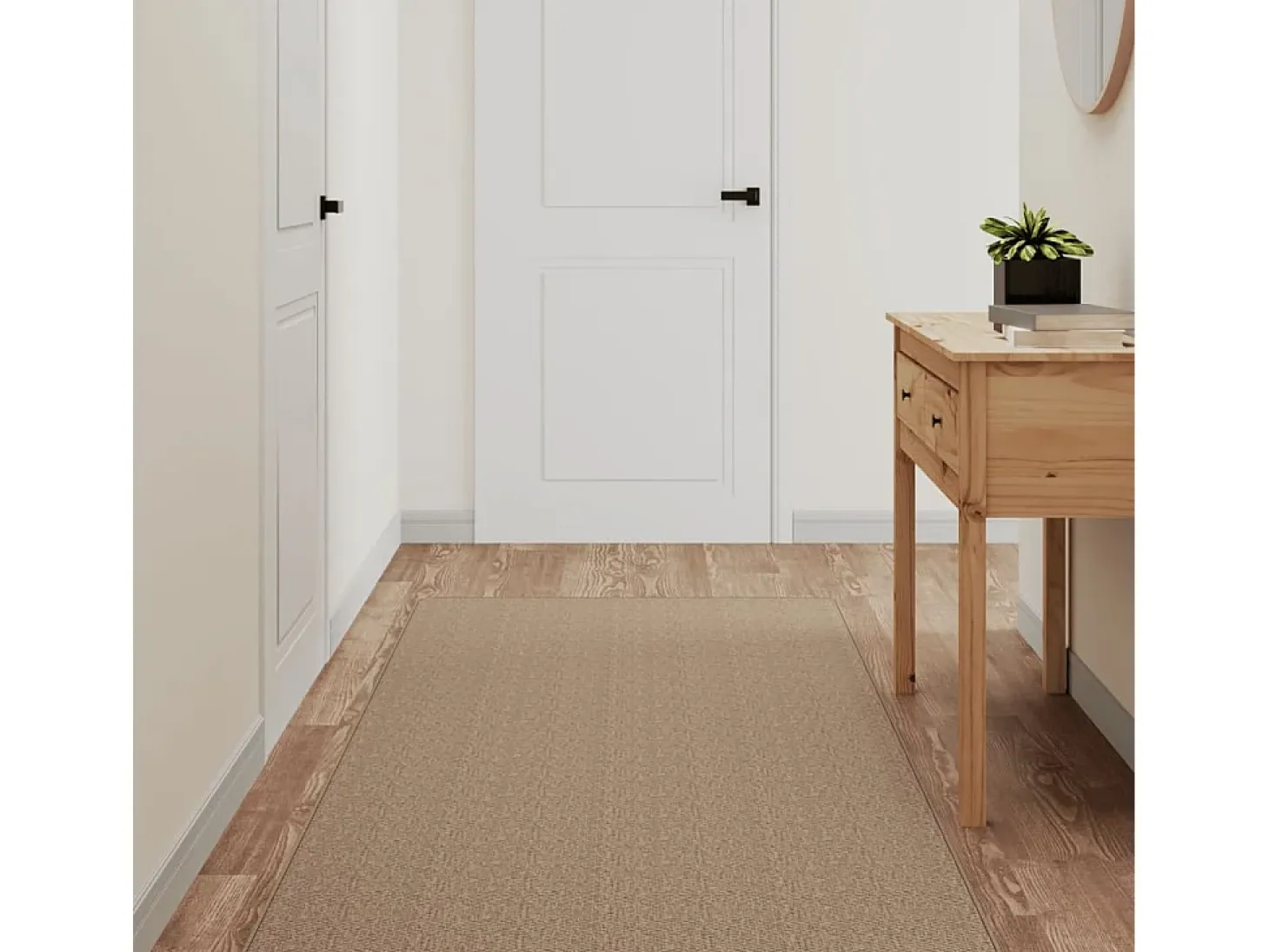Overijse Alfombra de pasillo con aspecto de sisal color arena 80x250 cm