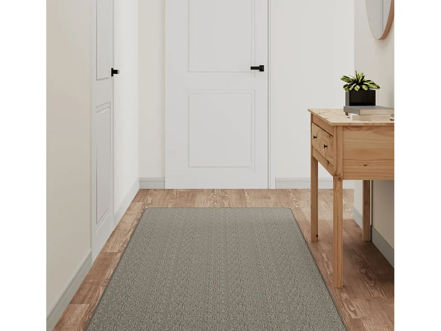 Overijse Alfombra de pasillo con aspecto de sisal plateada 80x150 cm