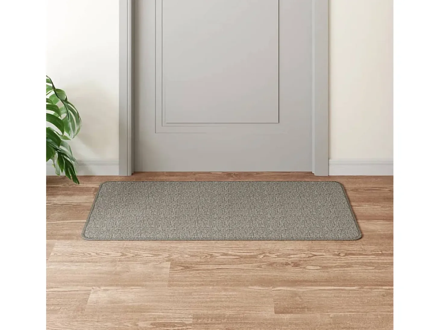Overijse Alfombra de pasillo con aspecto de sisal plateada 50x100 cm