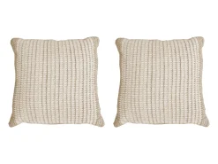 Pack de 2 cojines de lana 100% hechos a mano - 60 x 60 cm - Marfil y gris - DIOULA