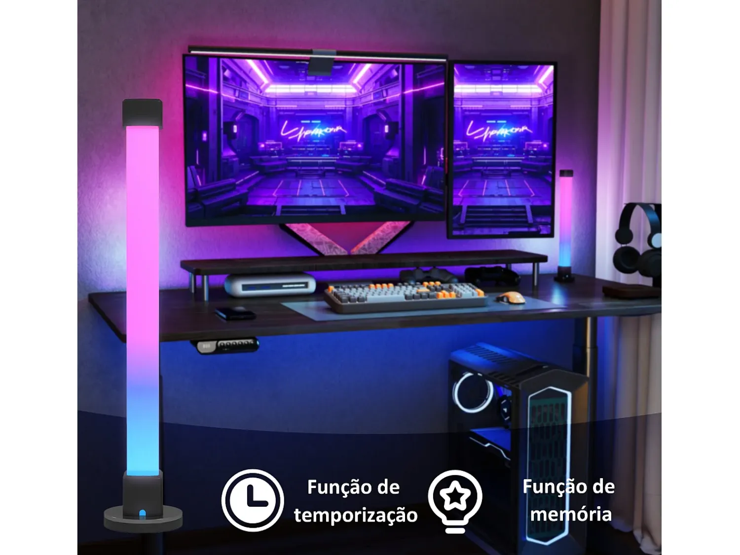 Homcom Pack de 2 lámparas Flow luz LED Bluetooth 32,5x6x6 cm Blanco