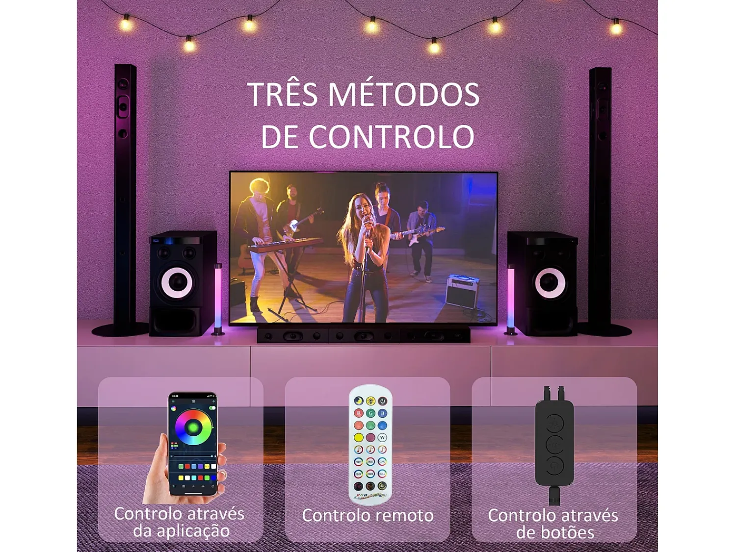 Homcom Pack de 2 lámparas Flow luz LED Bluetooth 32,5x6x6 cm Blanco