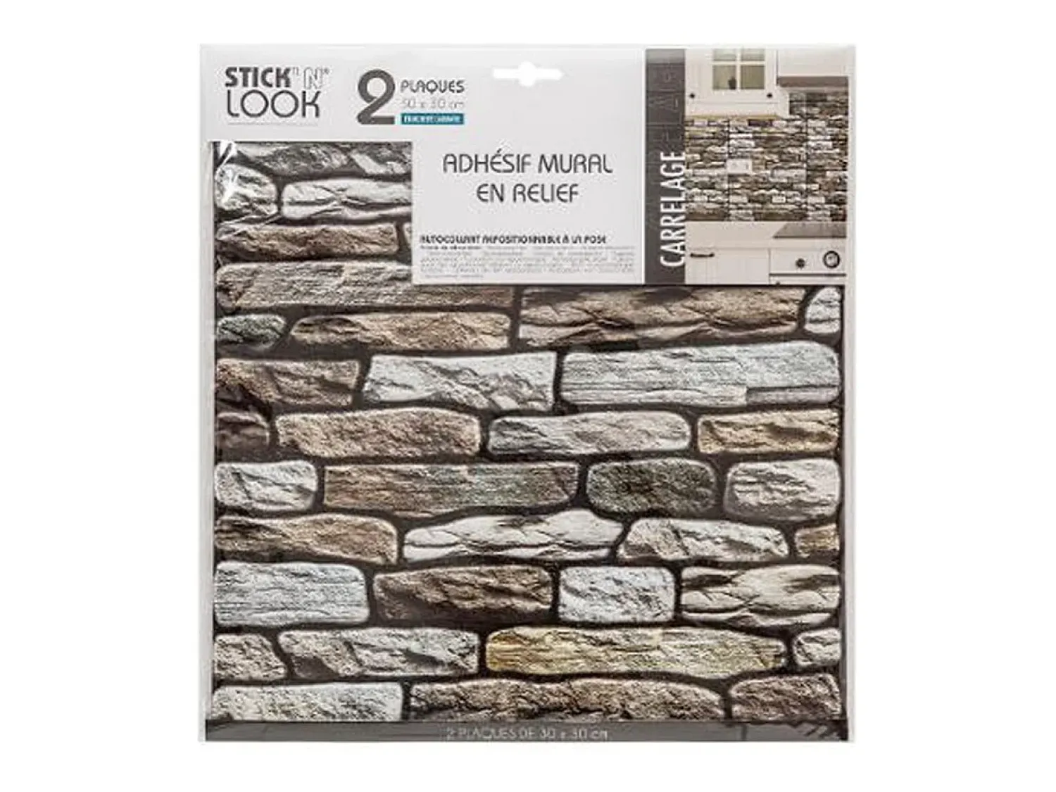 Clearance Atmosphera Pack de 2 stickers de pared piedra rojo 30x30 cm Topo
