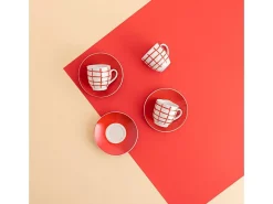 Pack de 6 tazas Kansas Quid porcelana rojo 9 cl