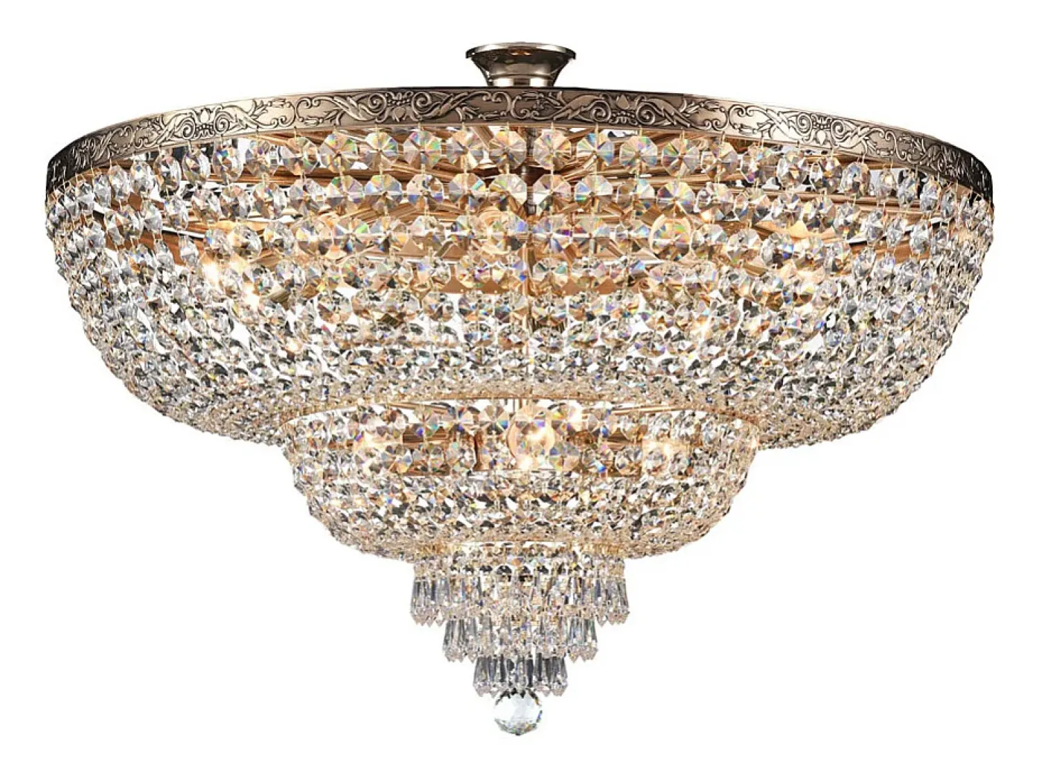 Maytoni Plafón^Palace Plafón Semi Empotrado Antiguo y Cristal, 14 Luces, E27 Dorado
