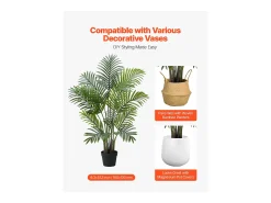 Planta Artificial^Palmera Artificial Areca SucceBuy, 1,2 m, Planta Artificial Tropical en Maceta Blanca, Lote de 2, Falso Árbol Tropical Palmera Areca, Planta Falsa para Oficina Verde