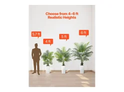 Planta Artificial^Palmera Artificial Areca SucceBuy, 1,2 m, Planta Artificial Tropical en Maceta Blanca, Lote de 2, Falso Árbol Tropical Palmera Areca, Planta Falsa para Oficina Verde