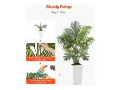 Planta Artificial^Palmera Artificial Areca SucceBuy, 1,2 m, Planta Artificial Tropical en Maceta Blanca, Lote de 2, Falso Árbol Tropical Palmera Areca, Planta Falsa para Oficina Verde