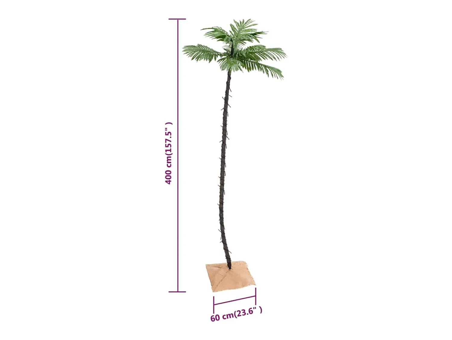 Online vidaxl Palmera artificial con 252 LED blanco cálido 400 cm Verde