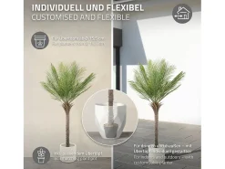 Palmera artificial ML-Design de 150 cm, planta artificial grande, palmera tropical artificial, planta artificial, planta falsa decorativa