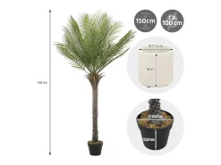 Palmera artificial ML-Design de 150 cm, planta artificial grande, palmera tropical artificial, planta artificial, planta falsa decorativa