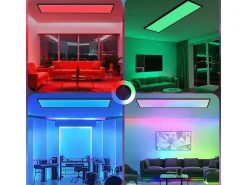 Panel LED NETTLIFE 120 x 30 cm regulable, largo, RGB, cambio de color, con mando a distancia, 39 W, negro