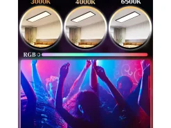 Panel LED NETTLIFE 120 x 30 cm regulable, largo, RGB, cambio de color, con mando a distancia, 39 W, negro