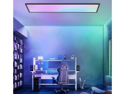 Panel LED NETTLIFE 120 x 30 cm regulable, largo, RGB, cambio de color, con mando a distancia, 39 W, negro