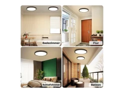 Discount NETTLIFE Panel LED , lámpara de techo redonda negra plana, iluminación de techo IP44 LED blanco neutro Negro