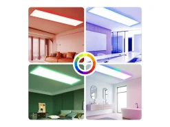 Panel LED NETTLIFE 100x25, luz de techo regulable, largo, retroiluminación RGB, cambio de color, 24 W, oficina, blanco cálido, blanco neutro