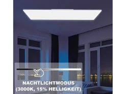 NETTLIFE Plafón^Panel LED 120x30, luz de techo regulable, largo, retroiluminación RGB, cambio de color plana con control remoto, 36 W Blanco