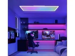 NETTLIFE Plafón^Panel LED 120x30, luz de techo regulable, largo, retroiluminación RGB, cambio de color plana con control remoto, 36 W Blanco