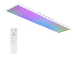 NETTLIFE Plafón^Panel LED 120x30, luz de techo regulable, largo, retroiluminación RGB, cambio de color plana con control remoto, 36 W Blanco