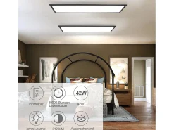 Sale NETTLIFE Panel LED regulable , luz de techo plana con control remoto, temporizador de 60 segundos, 42 W Negro