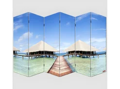 Hot MCW Pantalla fotográfica Bagheria, 180x240cm, Playa Azul / Beige