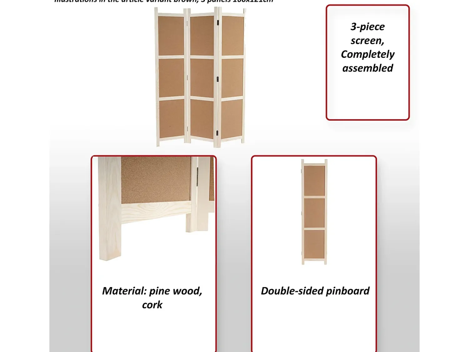 Sale MCW Pantalla -G52, marrón, 3 paneles 166x121cm Marru00f3n