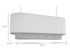 Pantalla para lámpara de techo doble de tela blanca y ratán natural 62 cm TIWY
