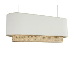 Pantalla para lámpara de techo doble de tela blanca y ratán natural 62 cm TIWY