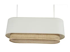 Pantalla para lámpara de techo doble de tela blanca y ratán natural 62 cm TIWY