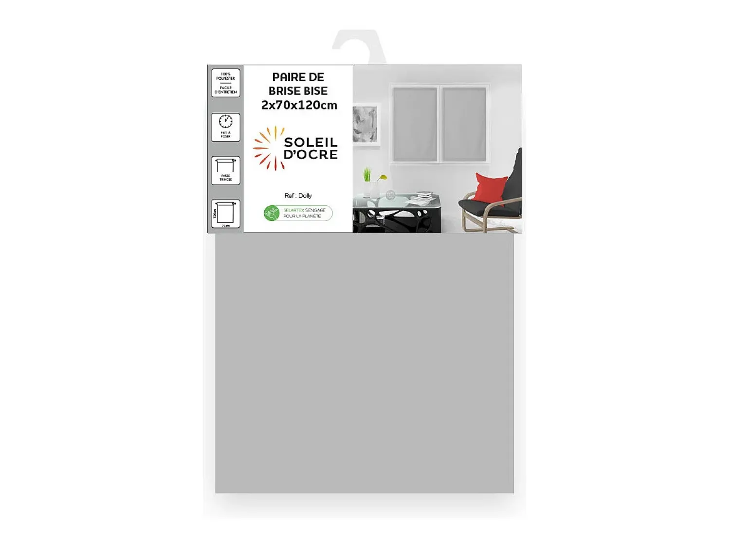 Soleil d'ocre Ropa De Casa^Par de visillos para ventana 70x120 cm DOLLY claro, por Gris