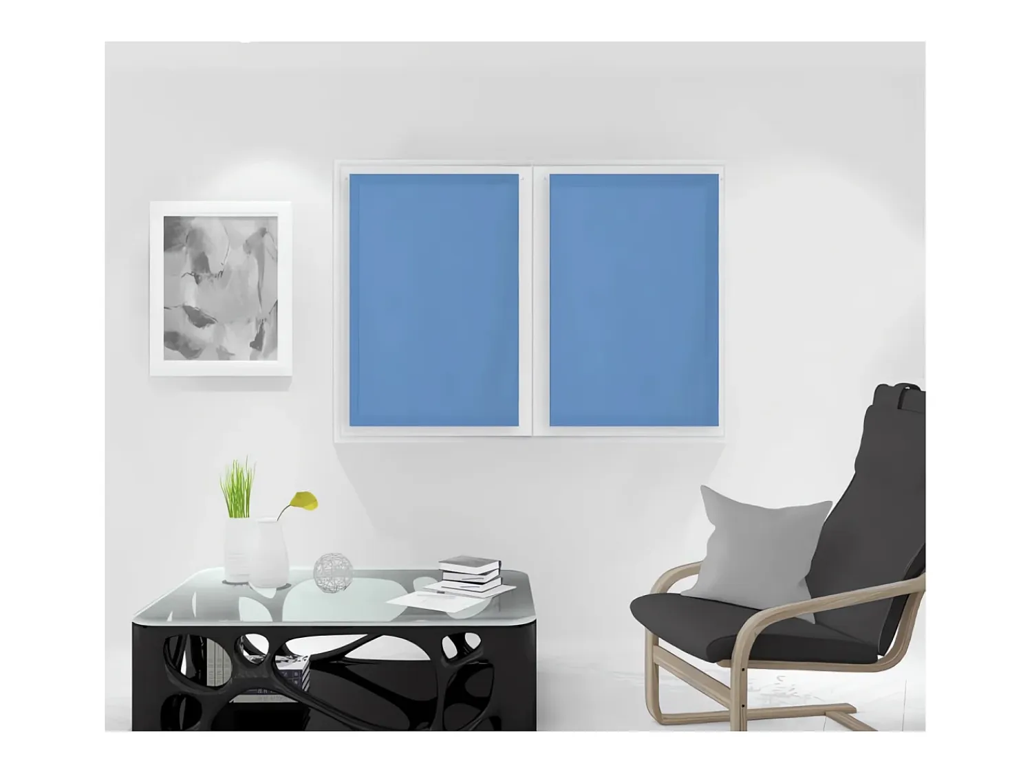 Soleil d'ocre Ropa De Casa^Par de visillos para ventana 70x90 cm DOLLY Azul
