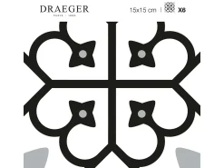 Online Draeger Pegatinas de azulejos 15 X 15 cm - Motivos floral en blanco y Negro