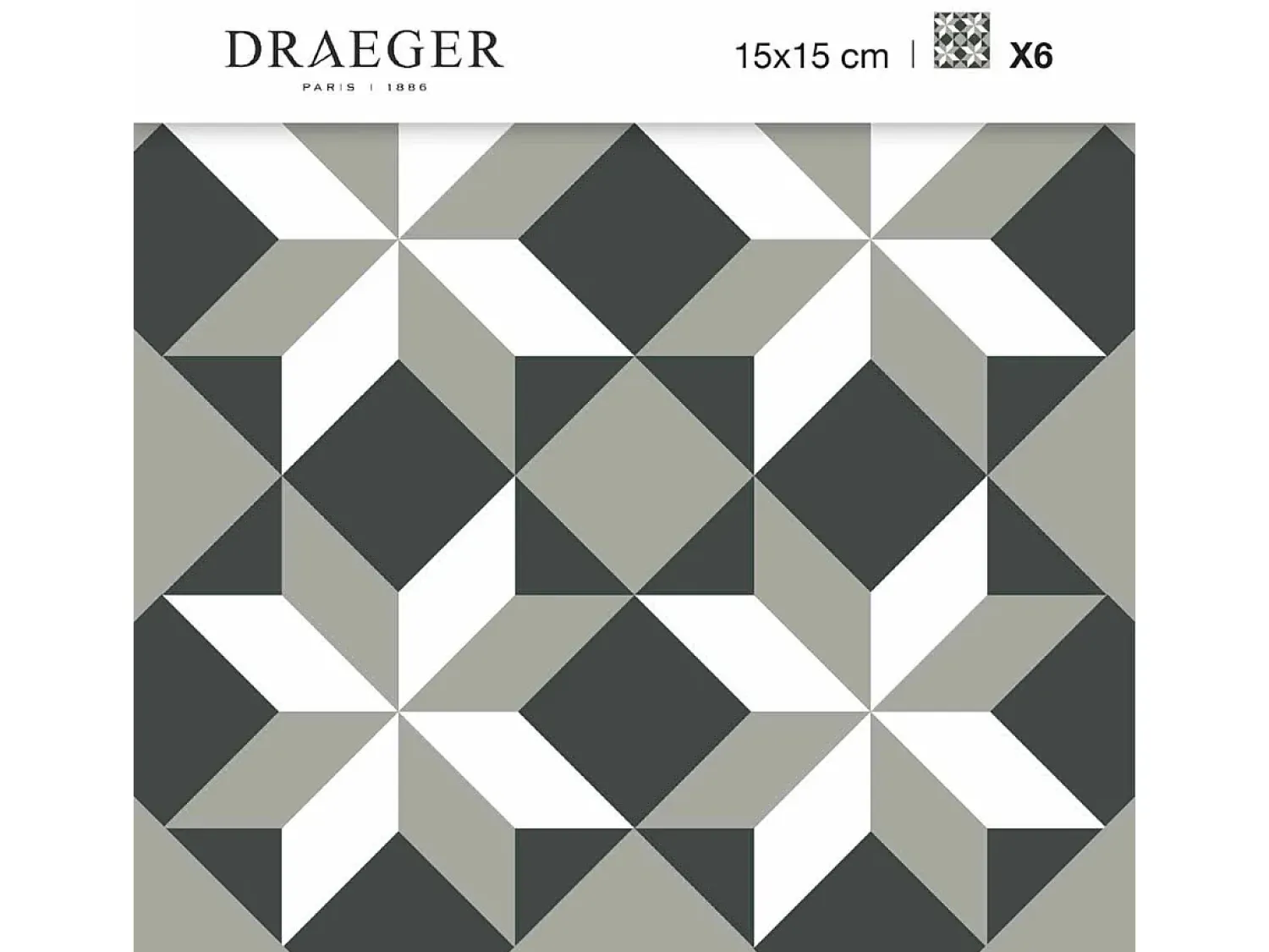 Draeger Sticker^Pegatinas de azulejos 15 X 15 cm - Estrellas geométricas Gris