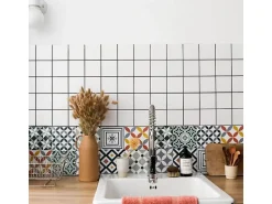 Draeger Sticker^Pegatinas de azulejos 15 X 15 cm - Estrellas geométricas Gris