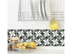 Draeger Sticker^Pegatinas de azulejos 15 X 15 cm - Estrellas geométricas Gris