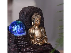 Pequeña fuente de resina de interior con Buda Theravada de LED