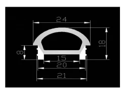 Perfil Neón SFLEX 24x18 Superficie Semicircular Curva Vertical para Tira LED IP20 hasta 15 mm 2 m