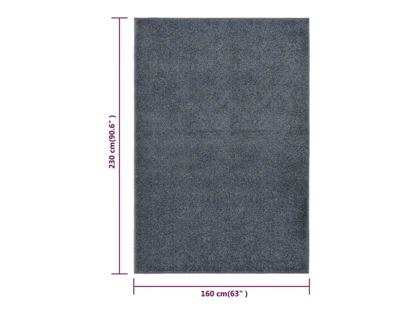 Phoebe Alfombra de pelo corto gris antracita 160x230 cm