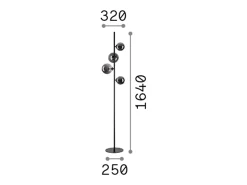 Ideal Lux Lámpara De Pie^Piantana Contemporanea Perlage Metallo Nero 4 Luci G9 3W 3000K Luce Calda Blanco