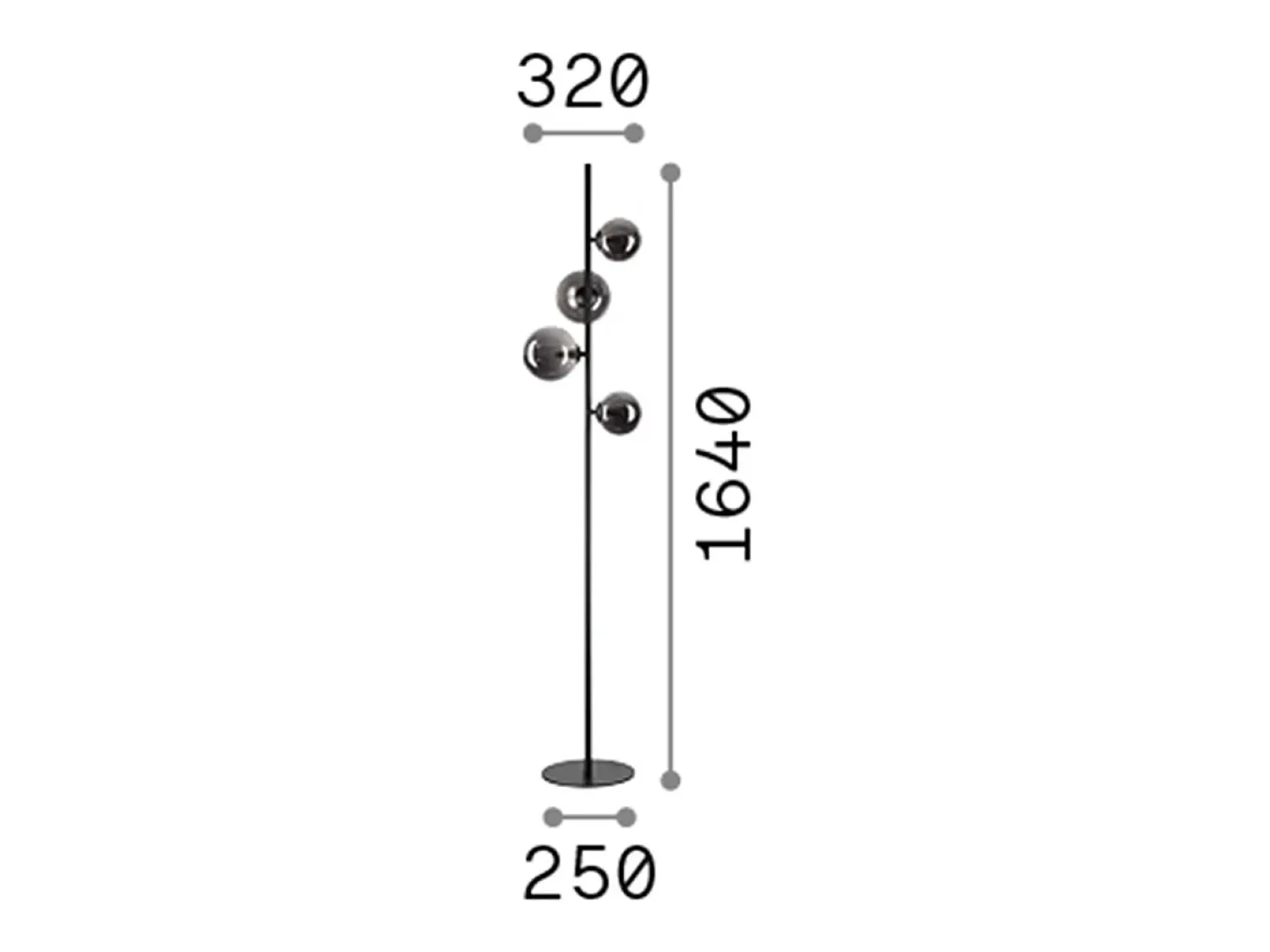 Ideal Lux Lámpara De Pie^Piantana Contemporanea Perlage Metallo Nero 4 Luci G9 3W 3000K Luce Calda Blanco