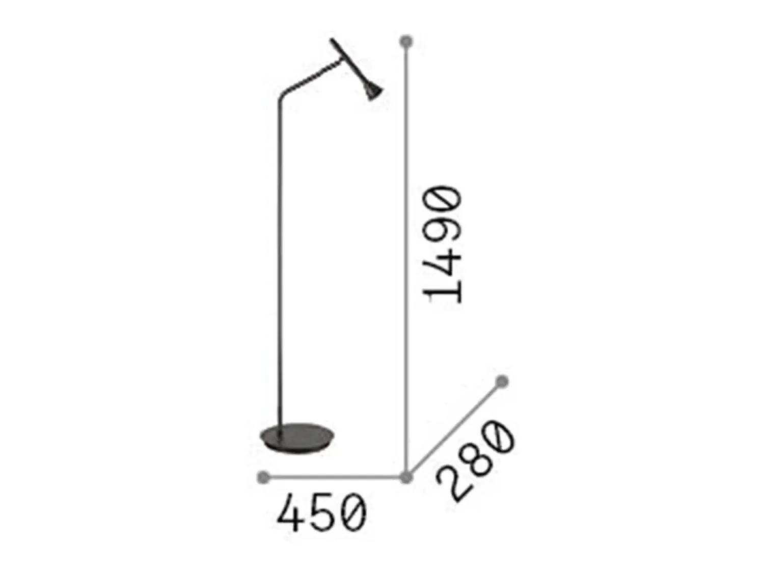 Ideal Lux Lámpara De Pie^Piantana Moderna Diesis Metallo Nero Led 4,5W 3000K Luce Calda Blanco