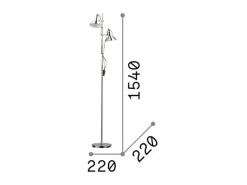 Outlet Ideal Lux Piantana Moderna Polly Metallo Nero 2 Luci E27 Blanco