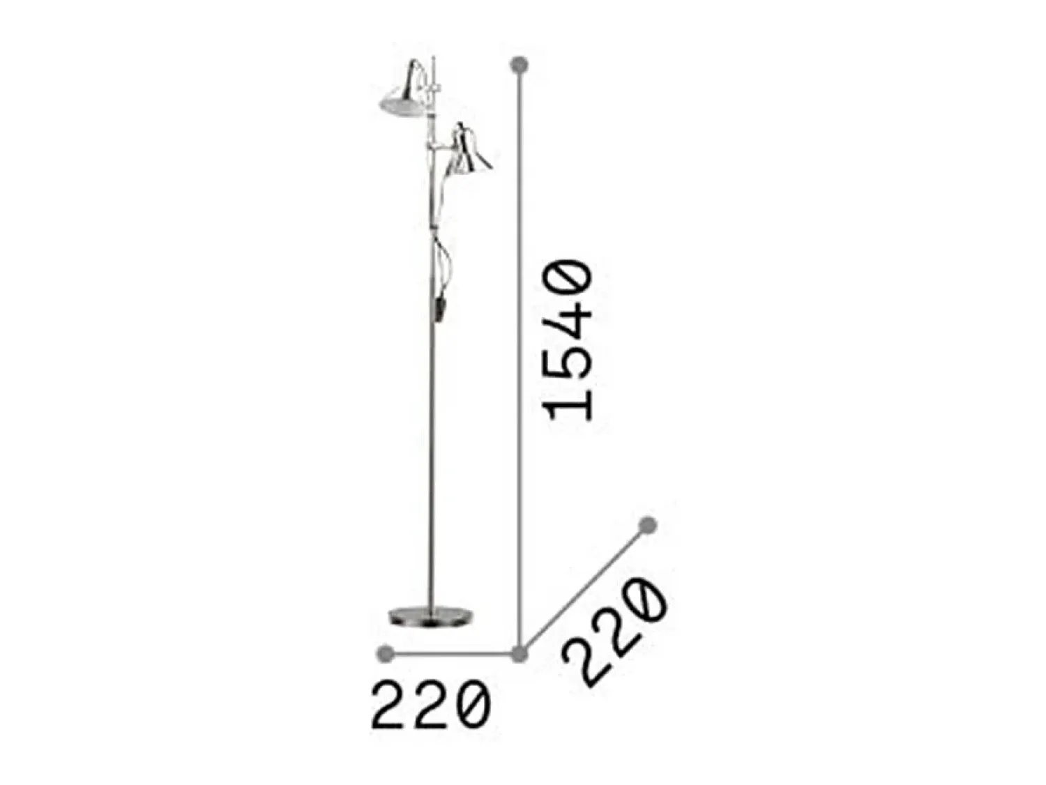 Outlet Ideal Lux Piantana Moderna Polly Metallo Nero 2 Luci E27 Blanco