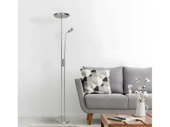 AKUNADECOR Lámpara De Pie^Pie De Salon Cuero Modelo Antares Con Punto Lector Reg.intensidad Y Memoria Dorado