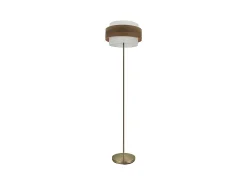 AKUNADECOR Lámpara De Pie^Pie De Salon Myrian Color Cuero/madera Oscura Marru00f3n