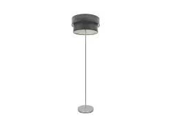 AKUNADECOR Lámpara De Pie^Pie Salon Con Patalla Color Madera Negra Modelo Doble Smile Plateado