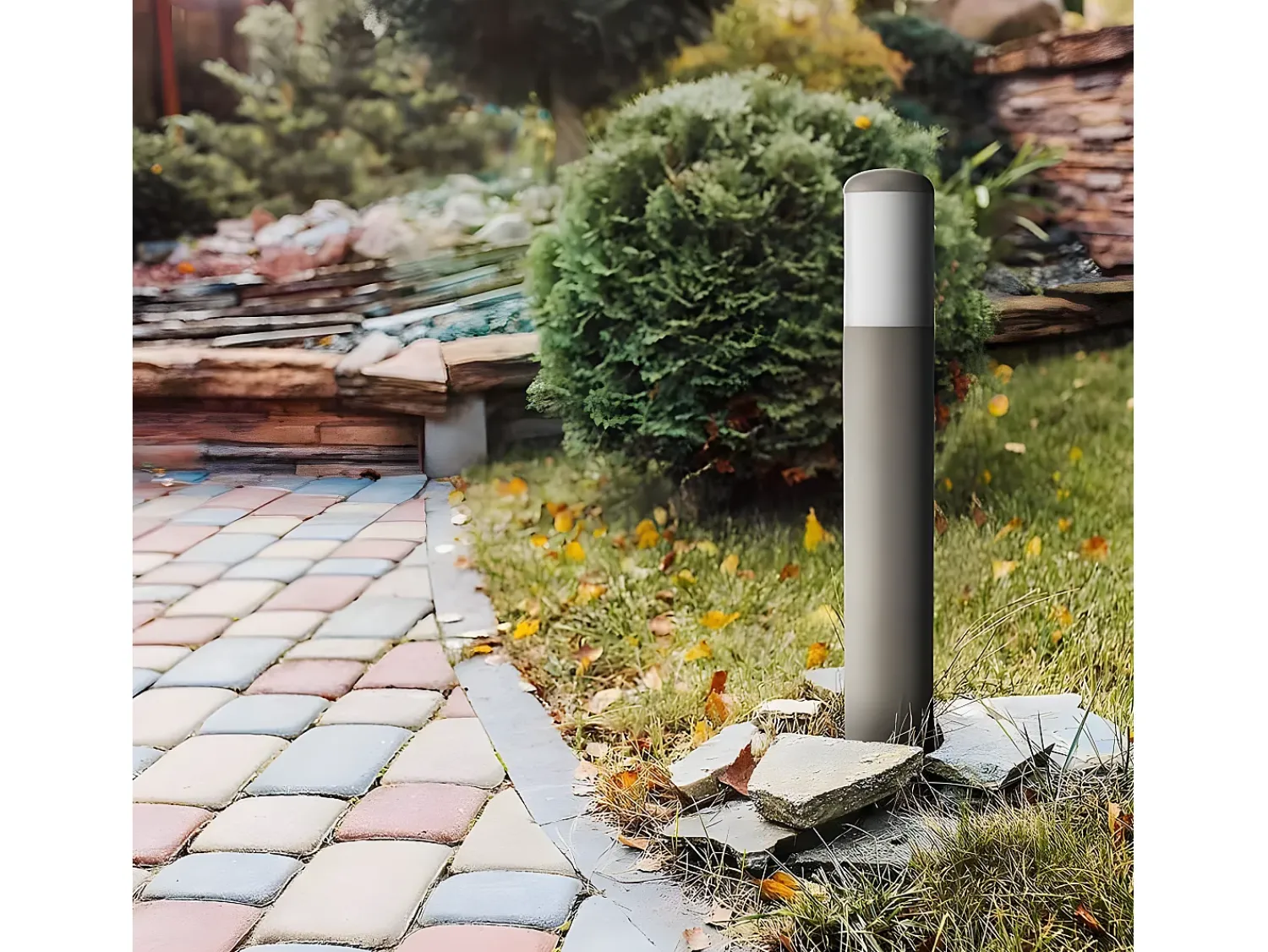 AKUNADECOR Pilar De Luz Exterior Azafran 40 Cm Ip44 Gris
